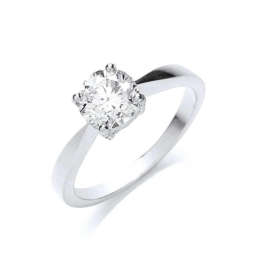 18ct White Gold 1.00ct Diamond Solitaire Engagement Ring - Samuel Perry