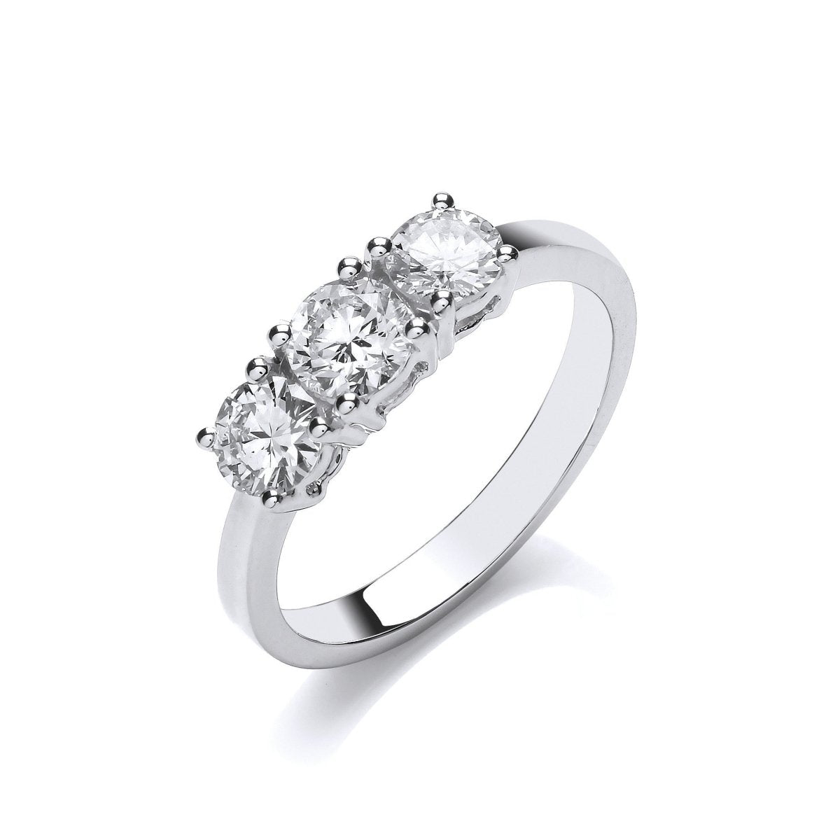 18ct White Gold 1.00ct Diamond Trilogy Ring - Samuel Perry