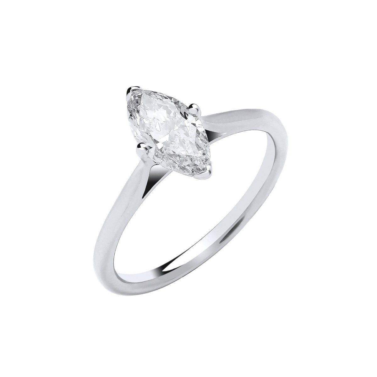 18ct White Gold 1.00ct Lab - Grown Marquise Cut Diamond Ring - Samuel Perry