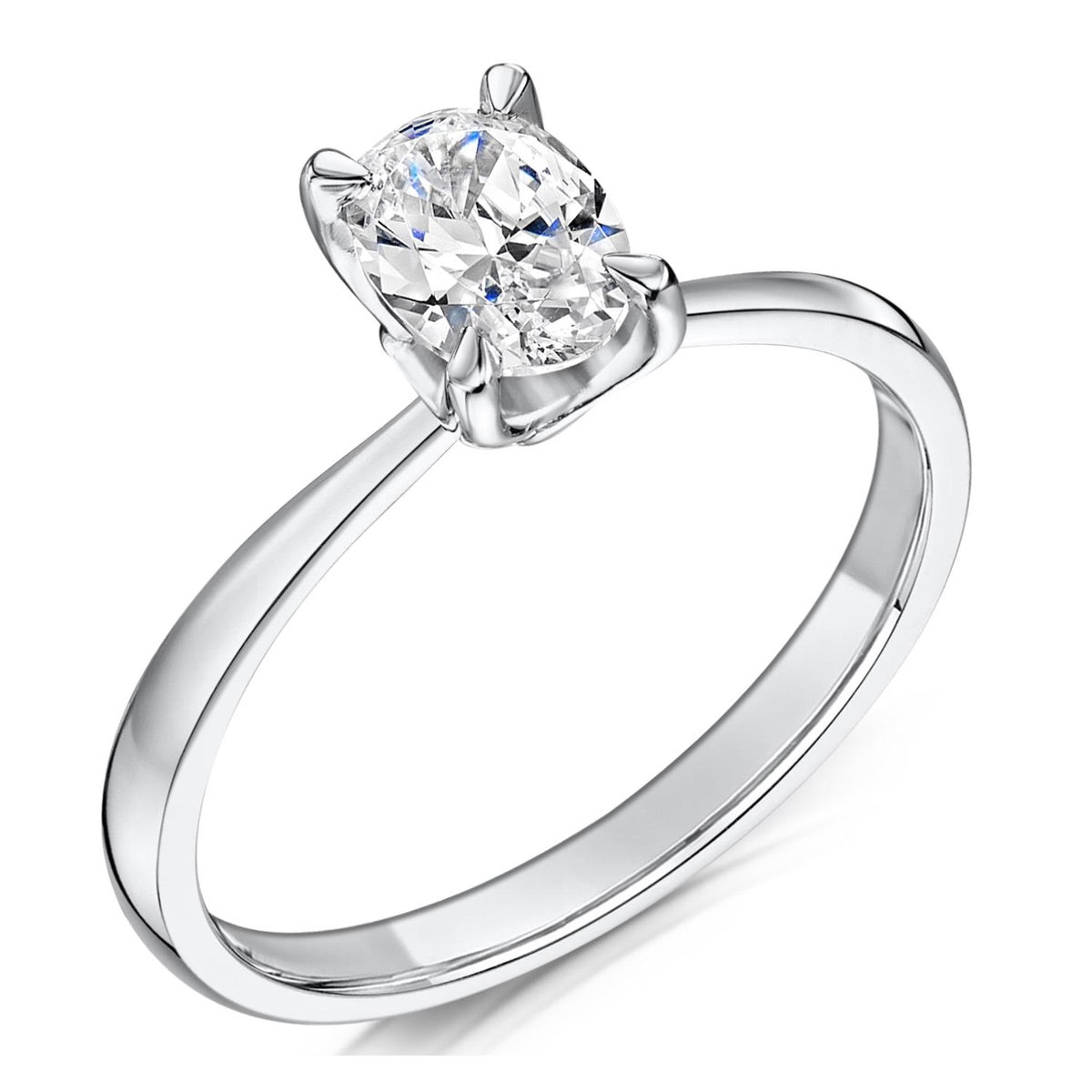 18ct White Gold 1.00ct Lab Grown Oval Diamond Engagement Ring - Samuel Perry