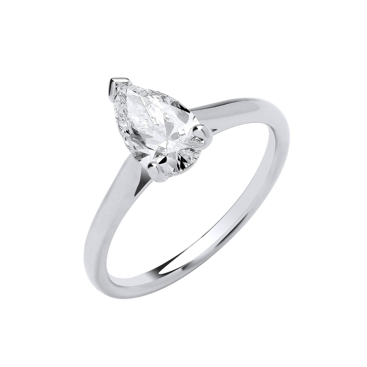 18ct White Gold 1.00ct Lab - Grown Pear Cut Diamond Ring - Samuel Perry