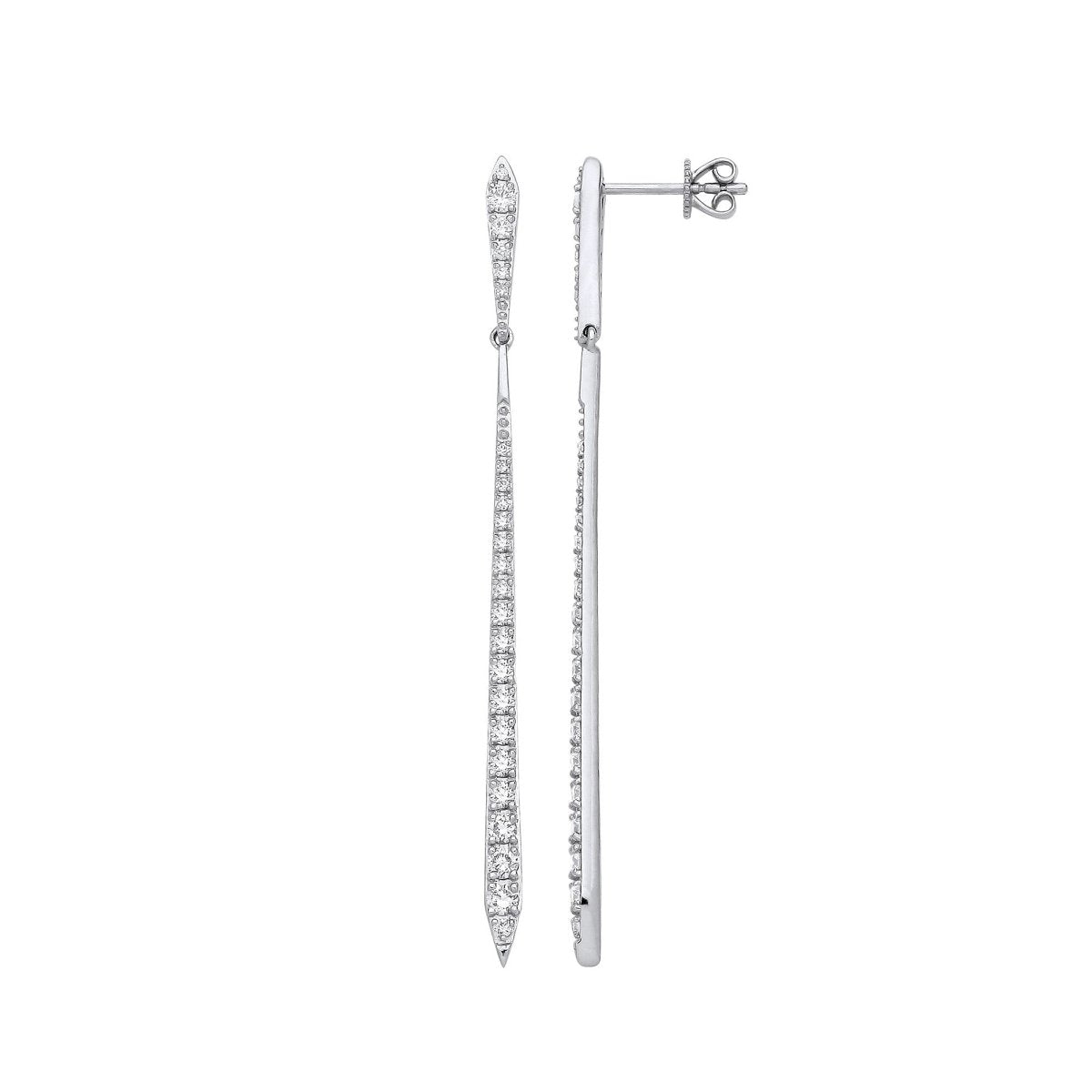 18ct White Gold 1.00ctw Diamond Drop Earrings - Samuel Perry