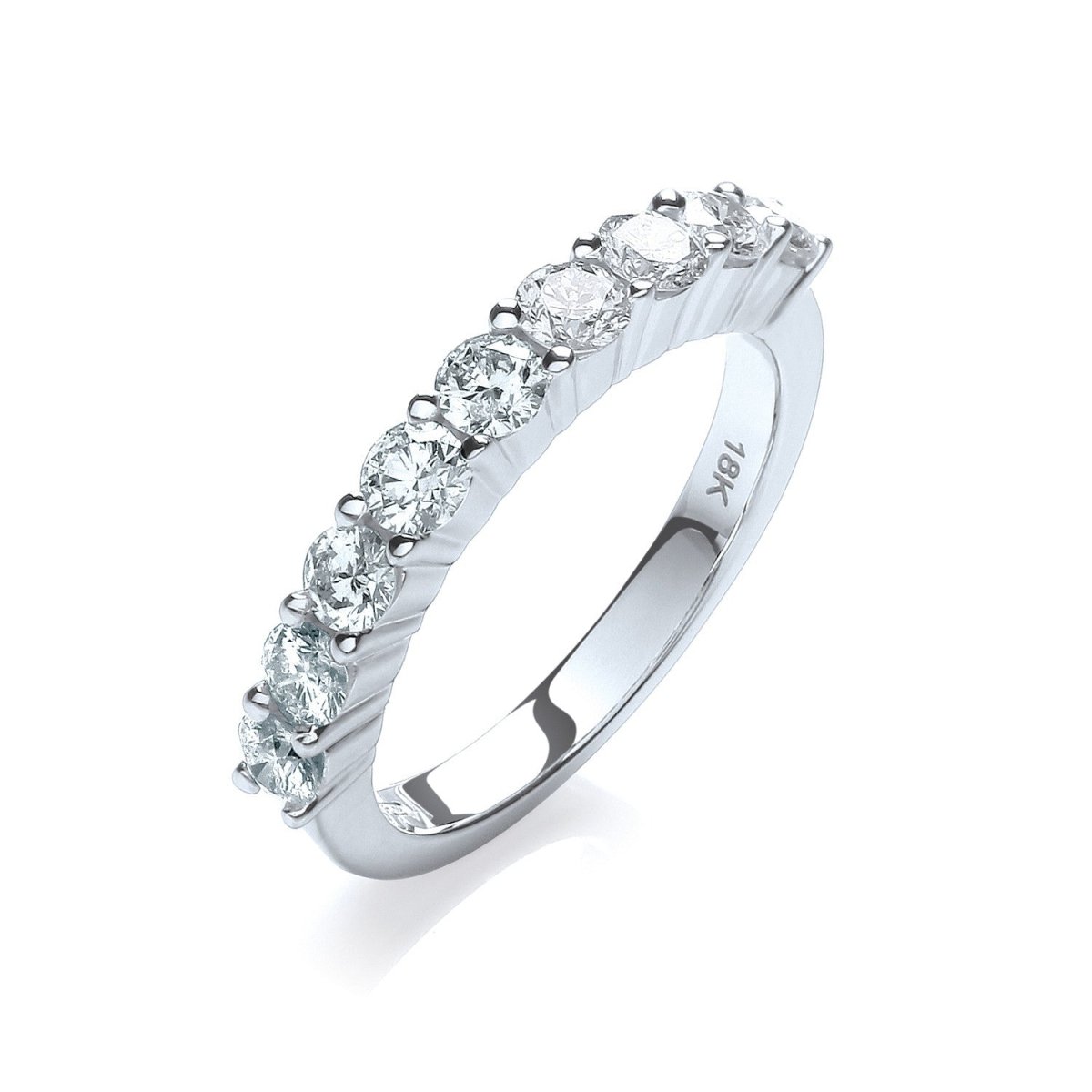 18ct White Gold 1.00ctw Diamond Half Eternity Ring - Samuel Perry