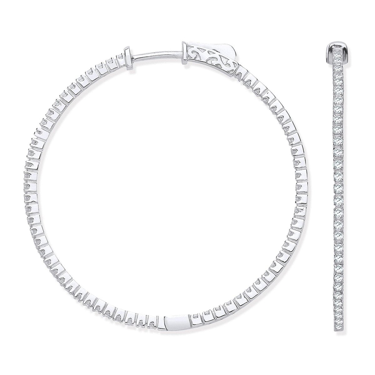 18ct White Gold 1.02ct Diamond Hoop Earrings - Samuel Perry