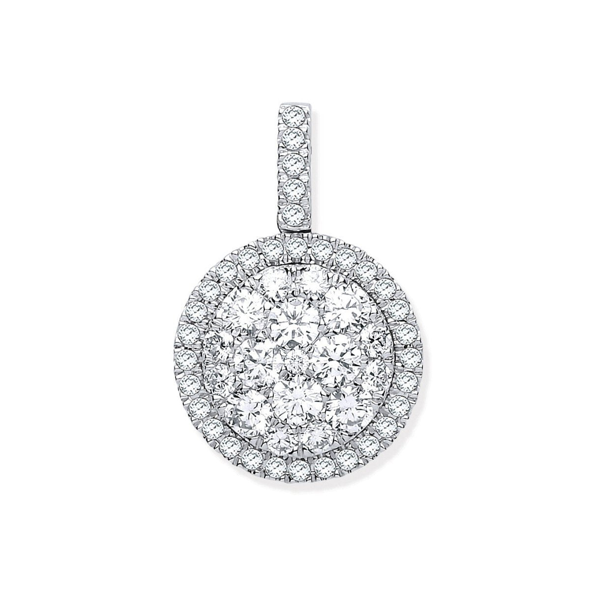 18ct White Gold 1.13ct Round Diamond Drop Pendant - Samuel Perry