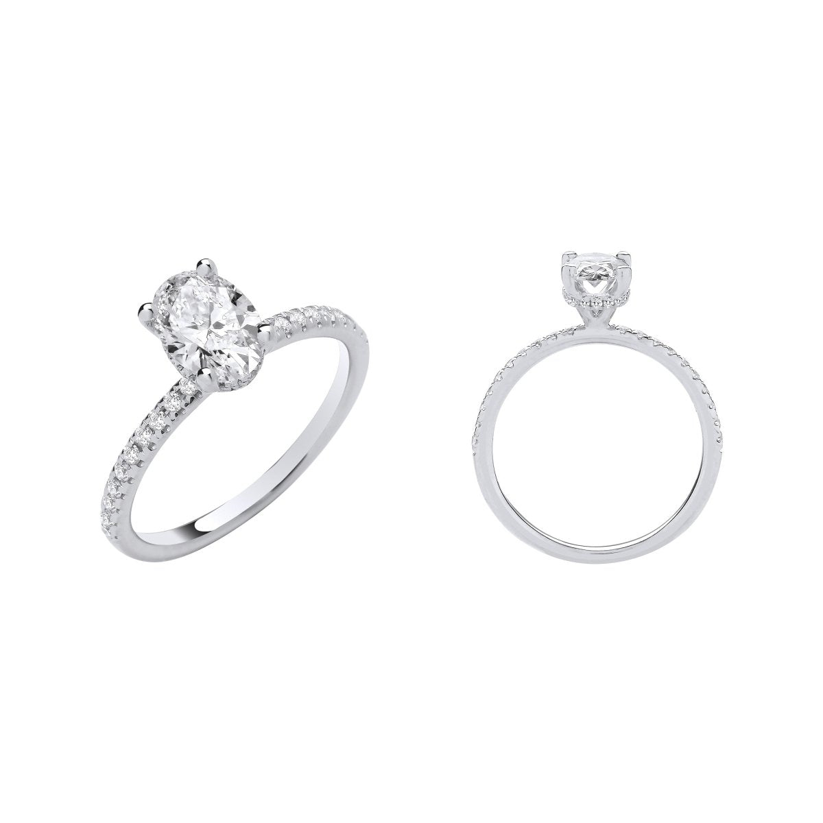 18ct White Gold 1.21ct Lab - Grown Diamond Oval Hidden Halo Ring - Samuel Perry