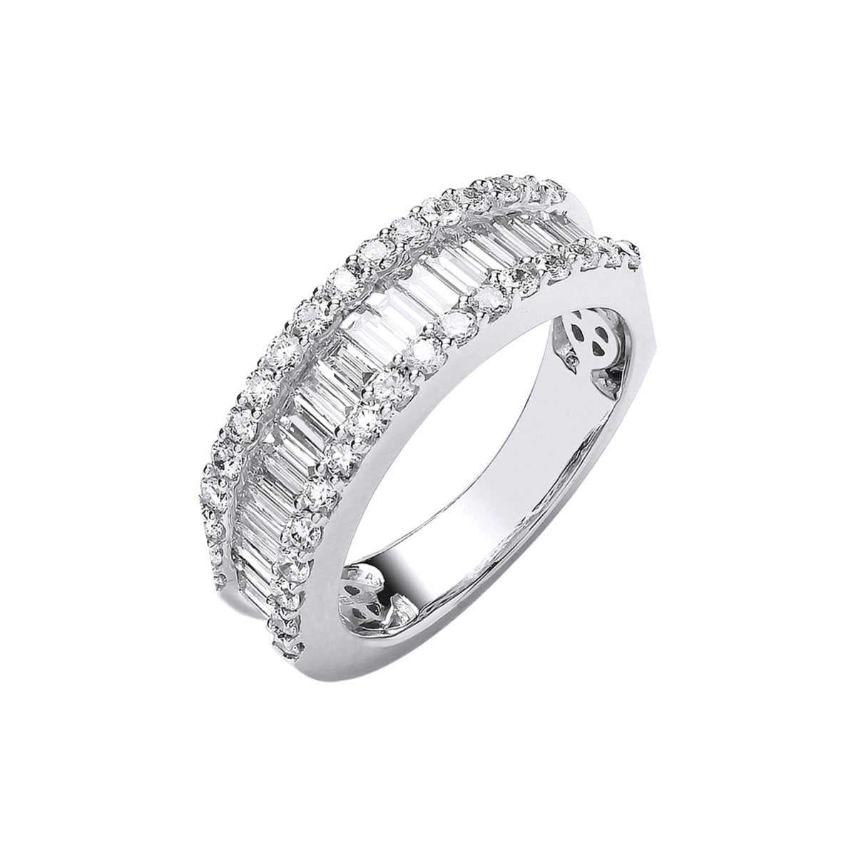 18ct White Gold 1.50ct Baguette & Brilliant Diamond Ring - Samuel Perry