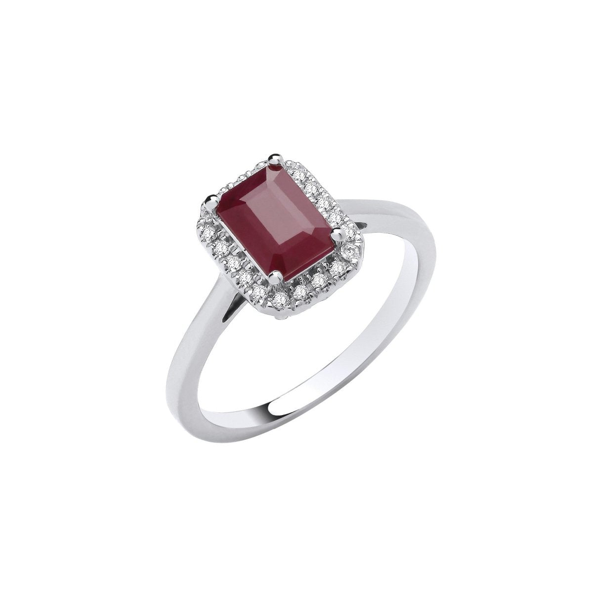 18ct White Gold 1.50ct Ruby and 0.12ct Diamond Ring - Samuel Perry