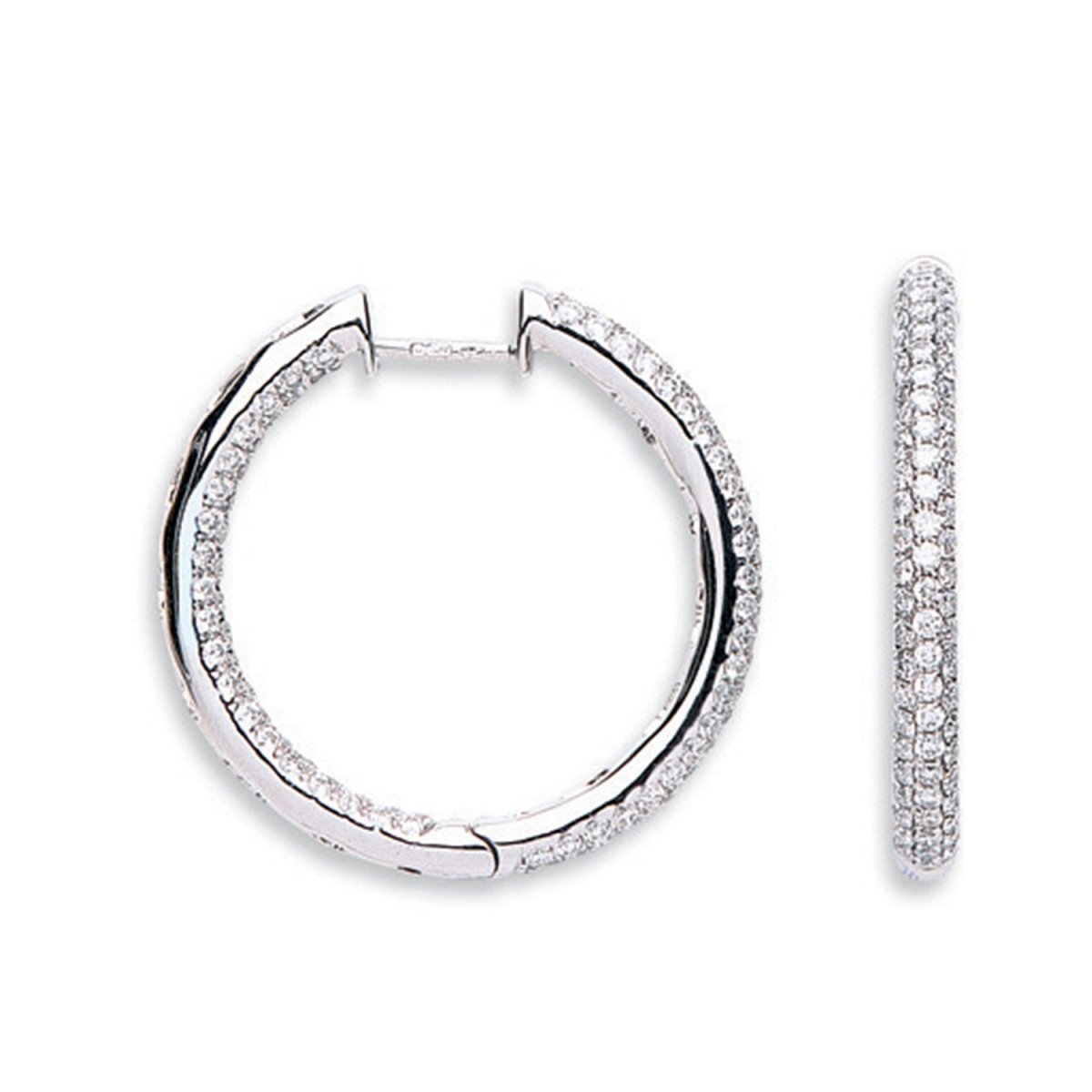 18ct White Gold 1.60ct Diamond Hoop Earrings - Samuel Perry