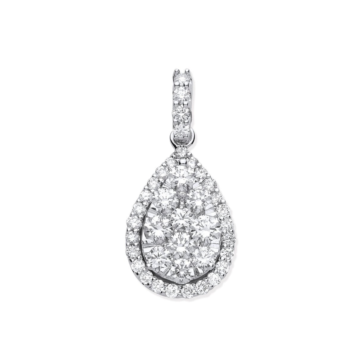 18ct White Gold 1.62ct Pear - Shaped Diamond Pendant - Samuel Perry