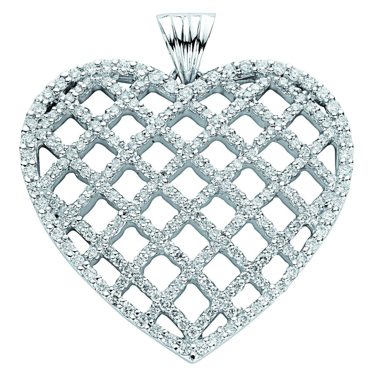 18ct White Gold 1.85ct Diamond Heart Pendant - Samuel Perry
