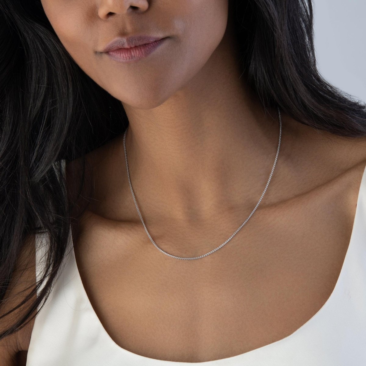 18ct White Gold 1mm Spiga Chain - Samuel Perry