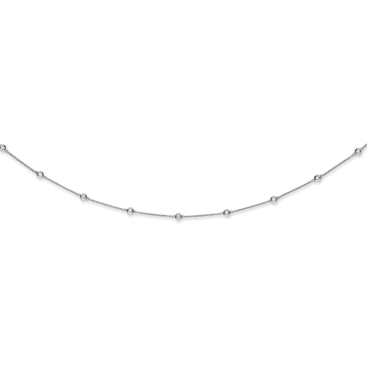 18ct White Gold 2.00ct Diamond by the Yard Necklace - Samuel Perry