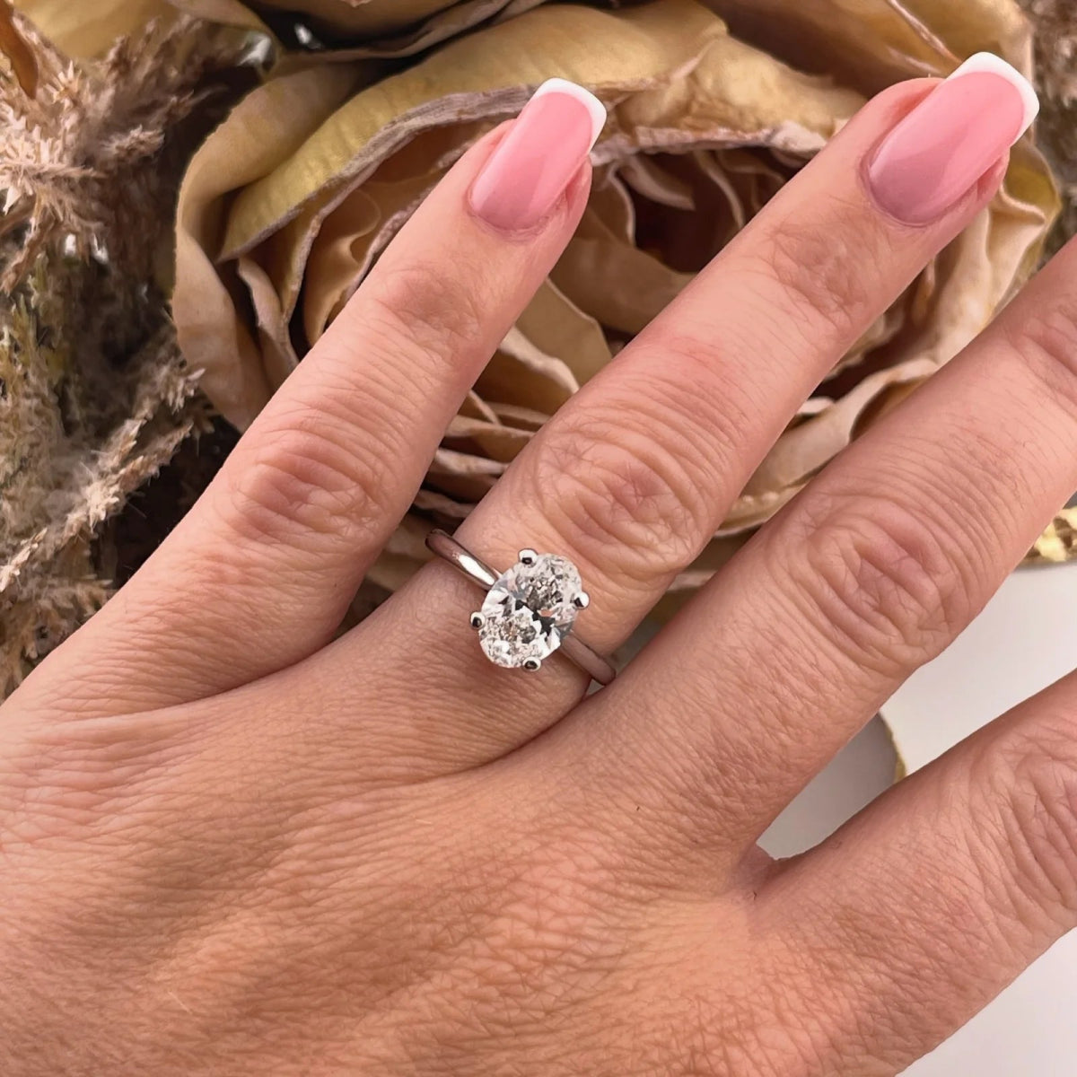 18ct White Gold 2.00ct Lab Grown Diamond Oval Cut Engagement Ring - Samuel Perry