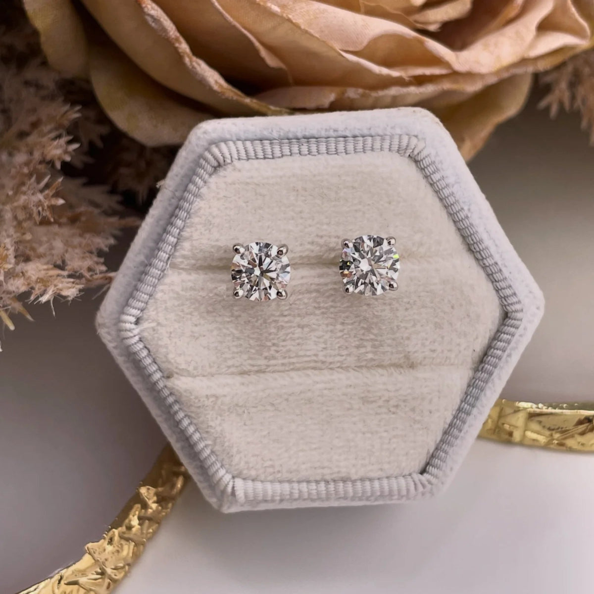 18ct White Gold 2.00ct Lab Grown Diamond Solitaire Earrings - Samuel Perry