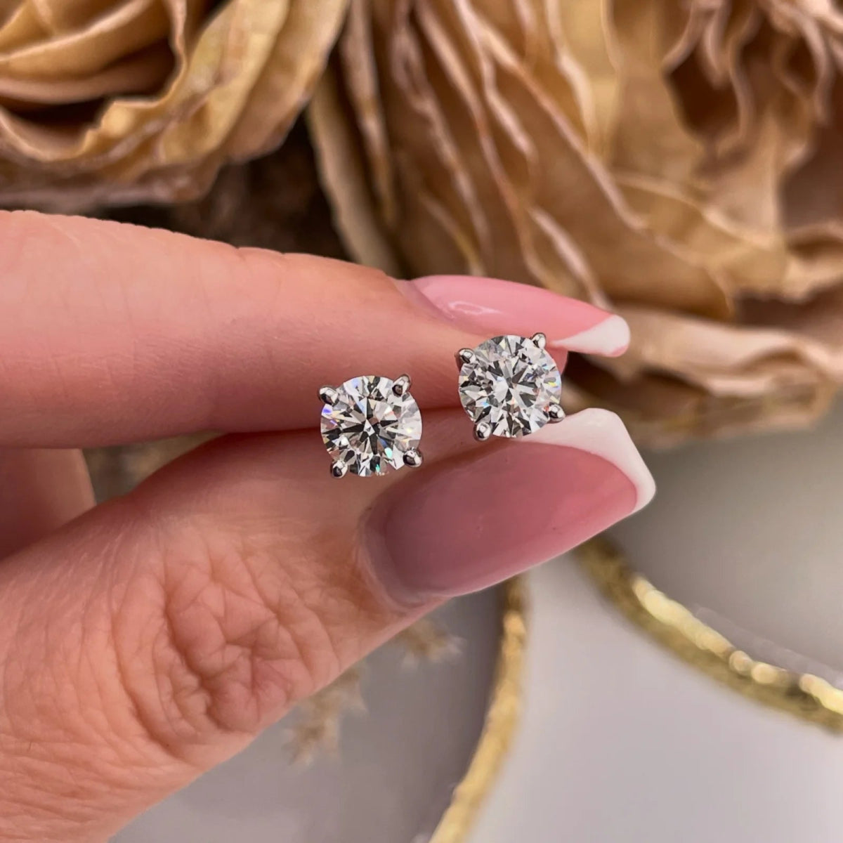 18ct White Gold 2.00ct Lab Grown Diamond Solitaire Earrings - Samuel Perry