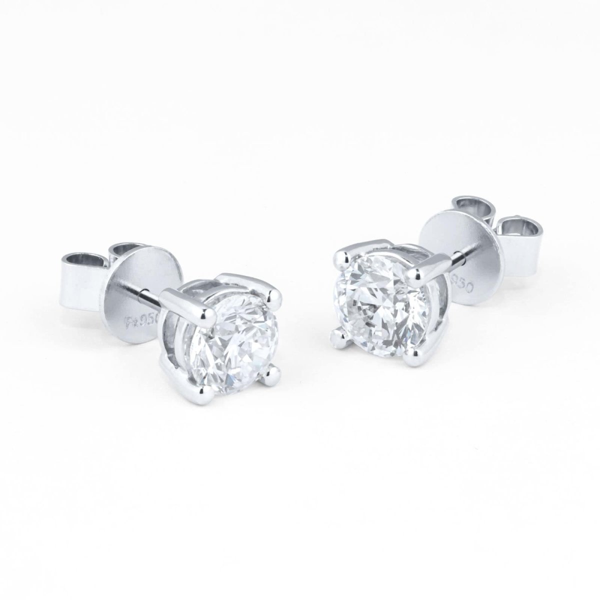 18ct White Gold 2.00ct Lab Grown Diamond Solitaire Earrings - Samuel Perry