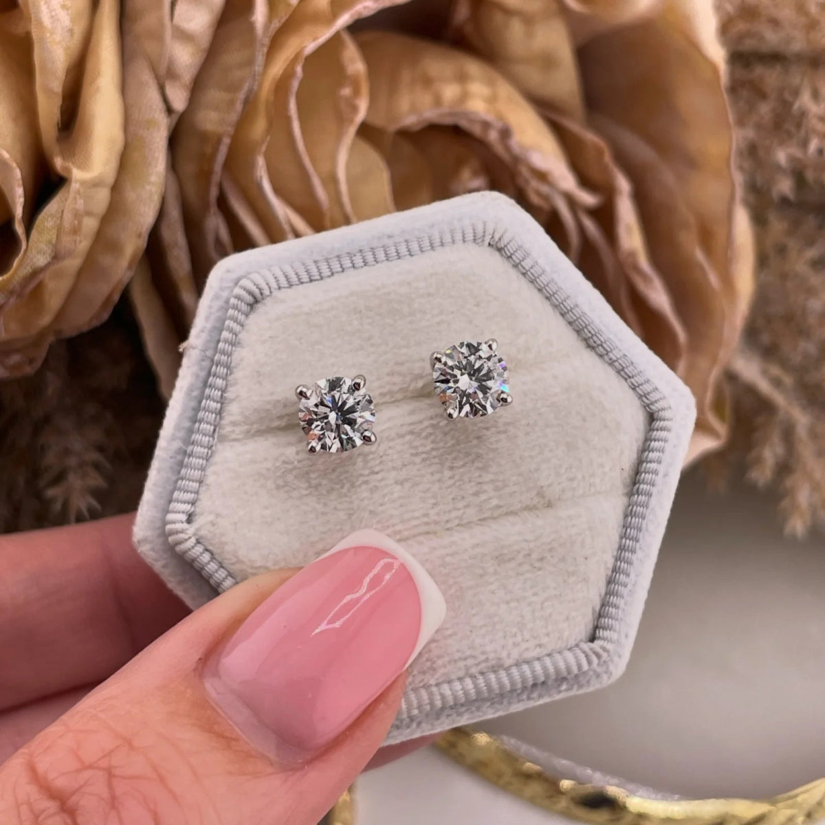 18ct White Gold 2.00ct Lab Grown Diamond Solitaire Earrings - Samuel Perry