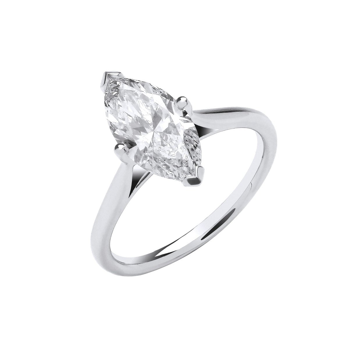 18ct White Gold 2.00ct Lab - Grown Marquise Cut Diamond Ring - Samuel Perry