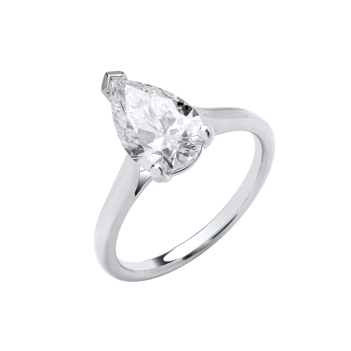 18ct White Gold 2.00ct Lab - Grown Pear Cut Diamond Ring - Samuel Perry