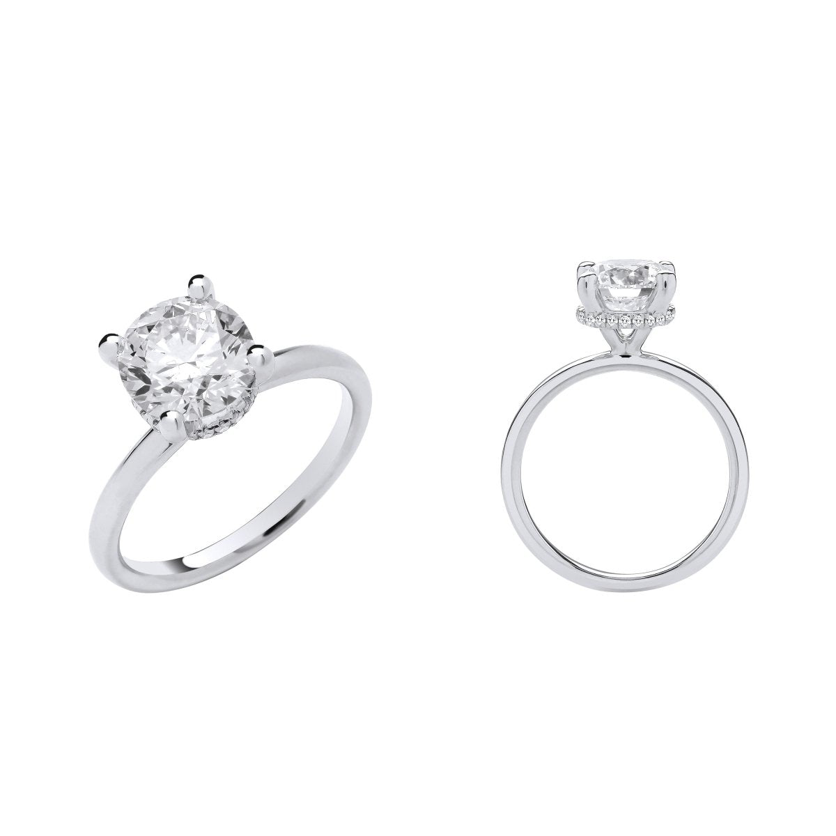18ct White Gold 2.07ct Lab - Grown Diamond Solitaire Hidden Halo Ring - Samuel Perry