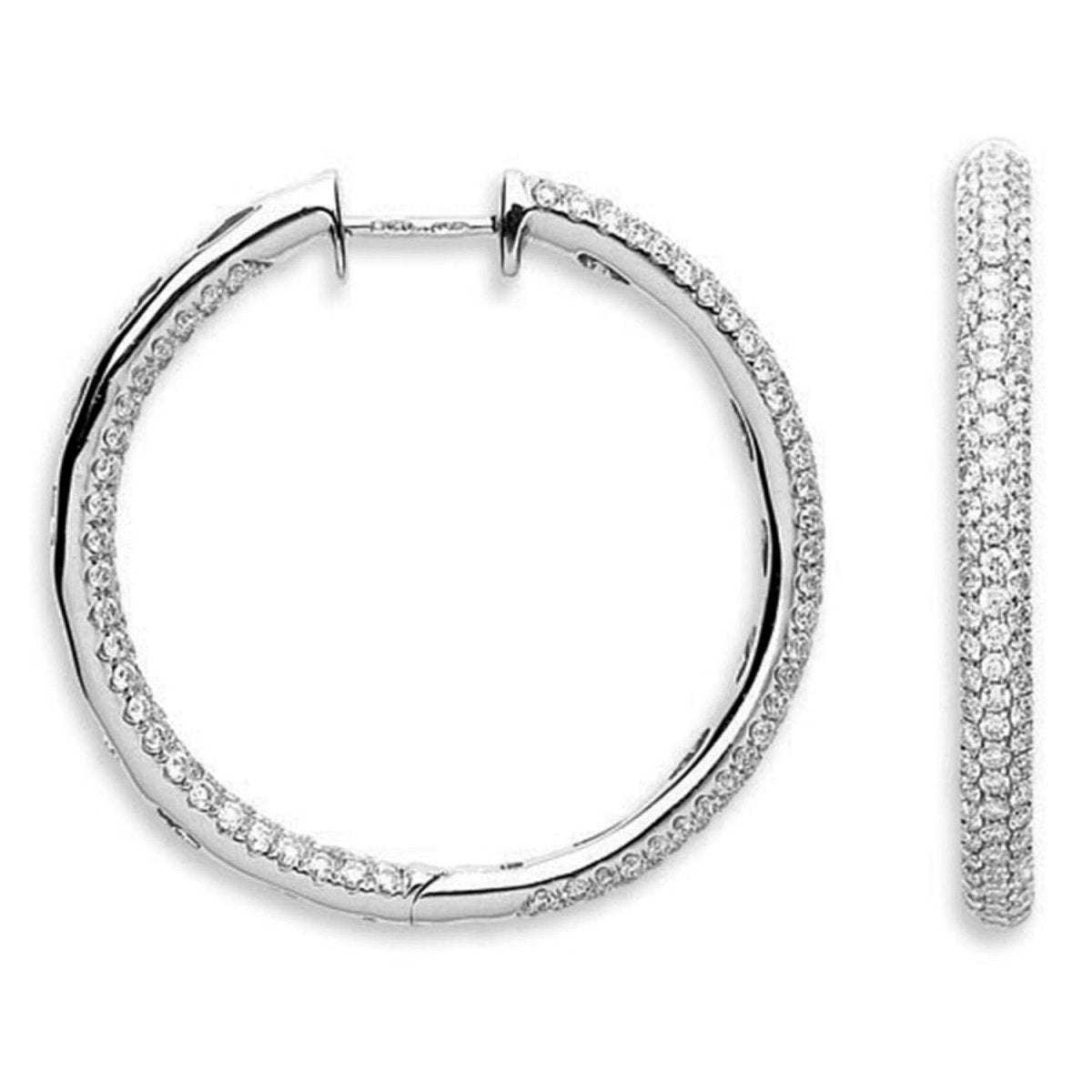 18ct White Gold 2.30ct Diamond Hoop Earrings - Samuel Perry
