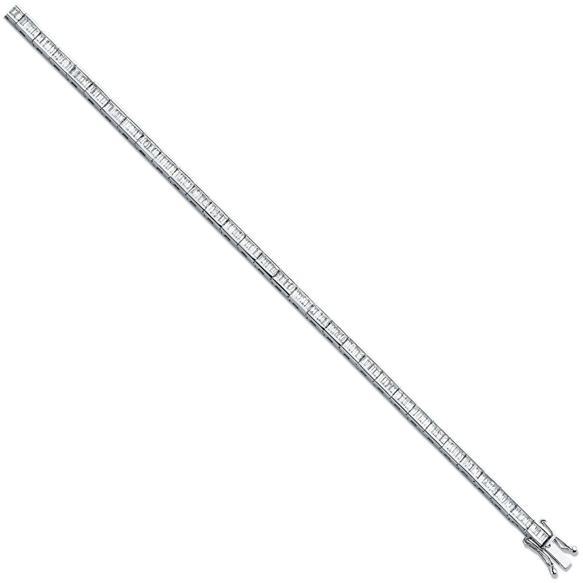 18ct White Gold 3.00ct Baguette Diamond Bracelet - Samuel Perry