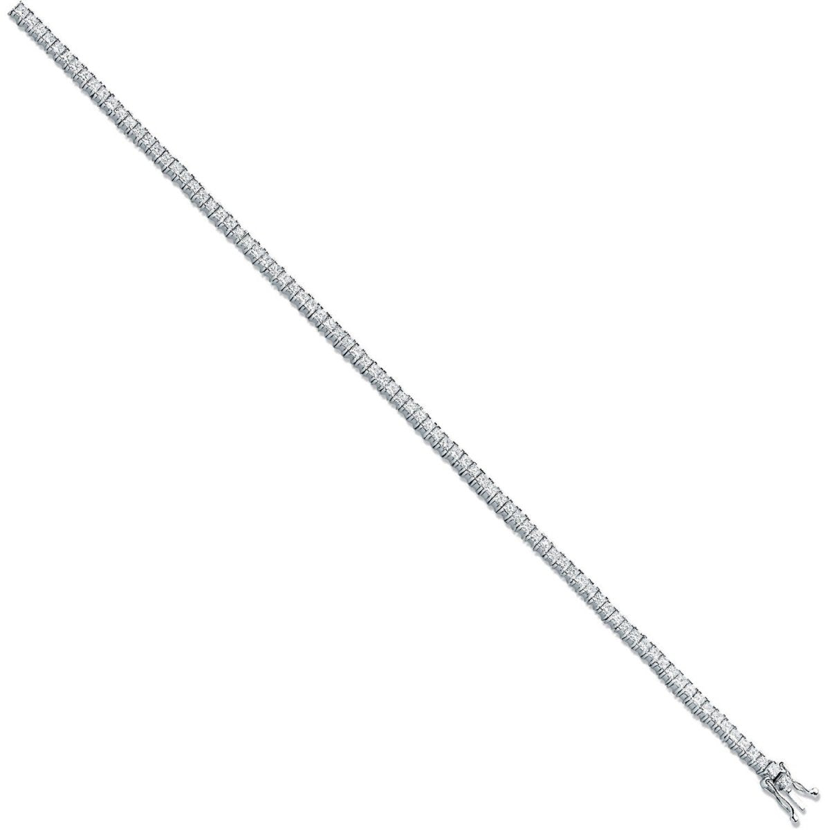 18ct White Gold 3.00ct Diamond Princess Cut Tennis Bracelet - Samuel Perry