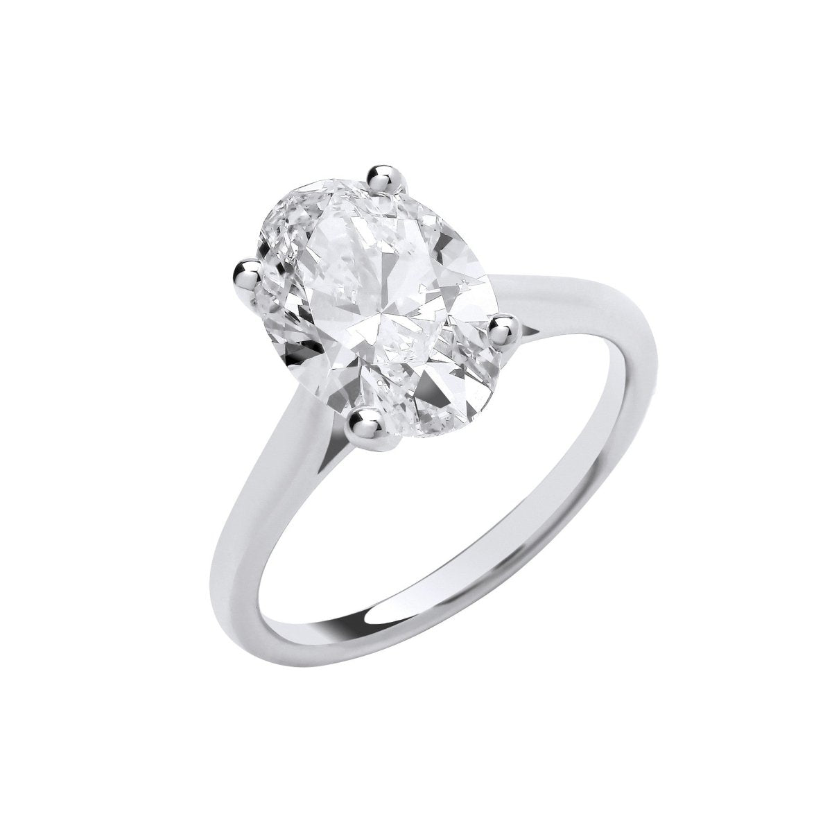 18ct White Gold 3.00ct Lab Grown Diamond Oval Cut Engagement Ring - Samuel Perry