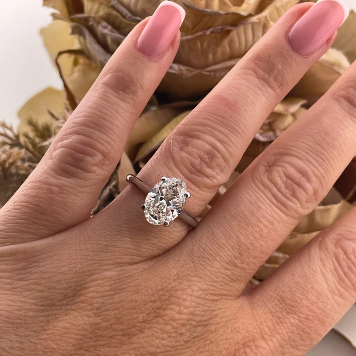 18ct White Gold 3.00ct Lab Grown Diamond Oval Cut Engagement Ring - Samuel Perry
