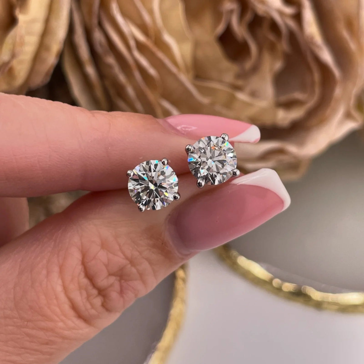 18ct White Gold 3.00ct Lab Grown Diamond Solitaire Earrings - Samuel Perry