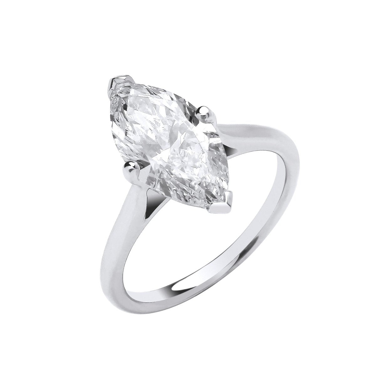 18ct White Gold 3.00ct Lab - Grown Marquise Cut Diamond Ring - Samuel Perry