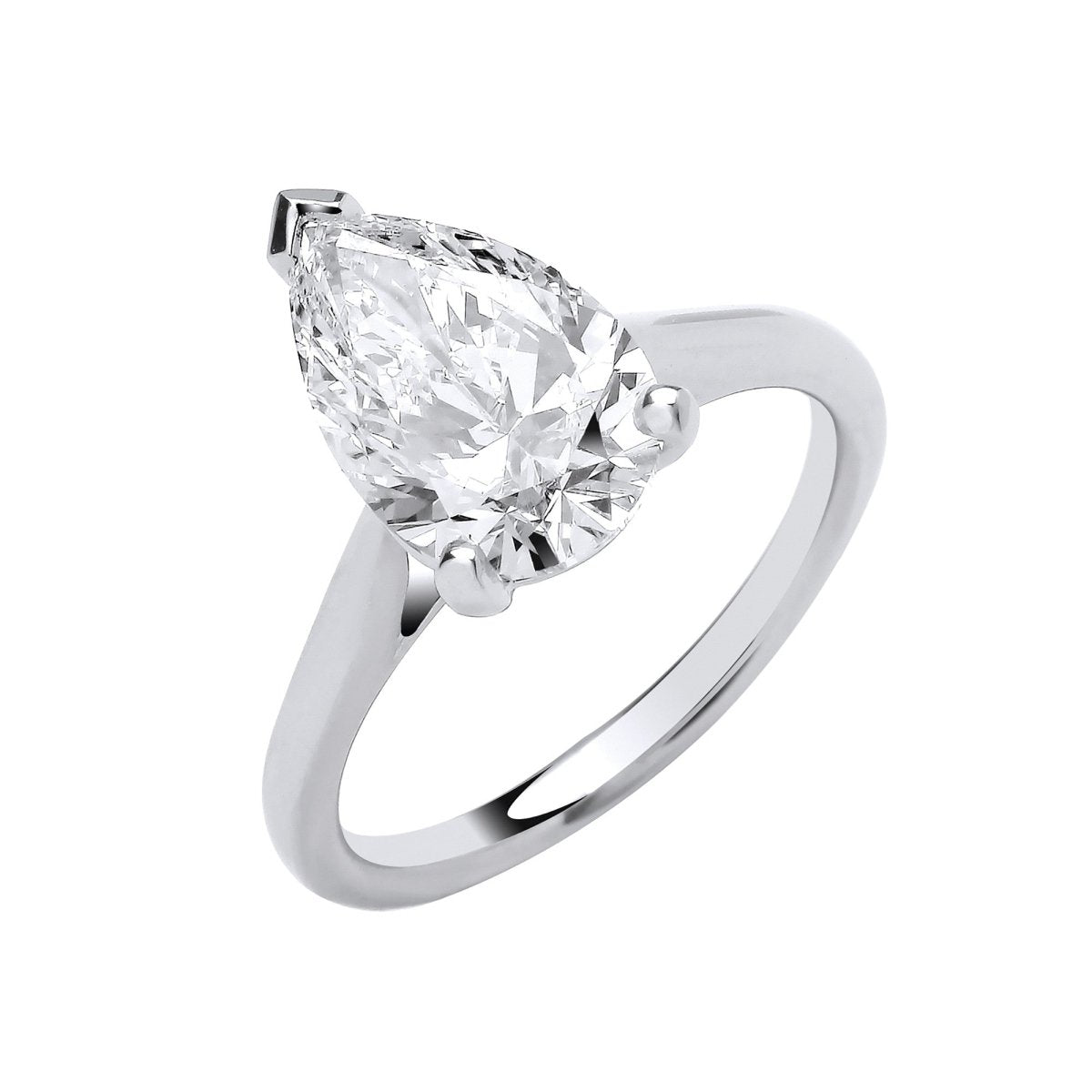 18ct White Gold 3.00ct Lab - Grown Pear Cut Diamond Ring - Samuel Perry