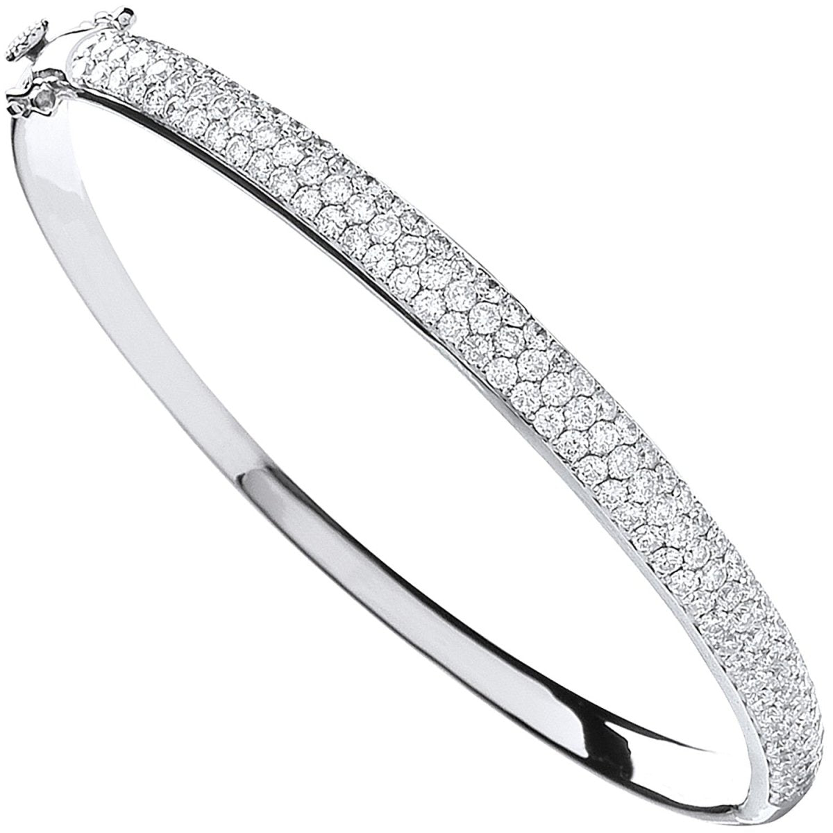 18ct White Gold 3.15ct Pavé Diamond Bangle - Samuel Perry