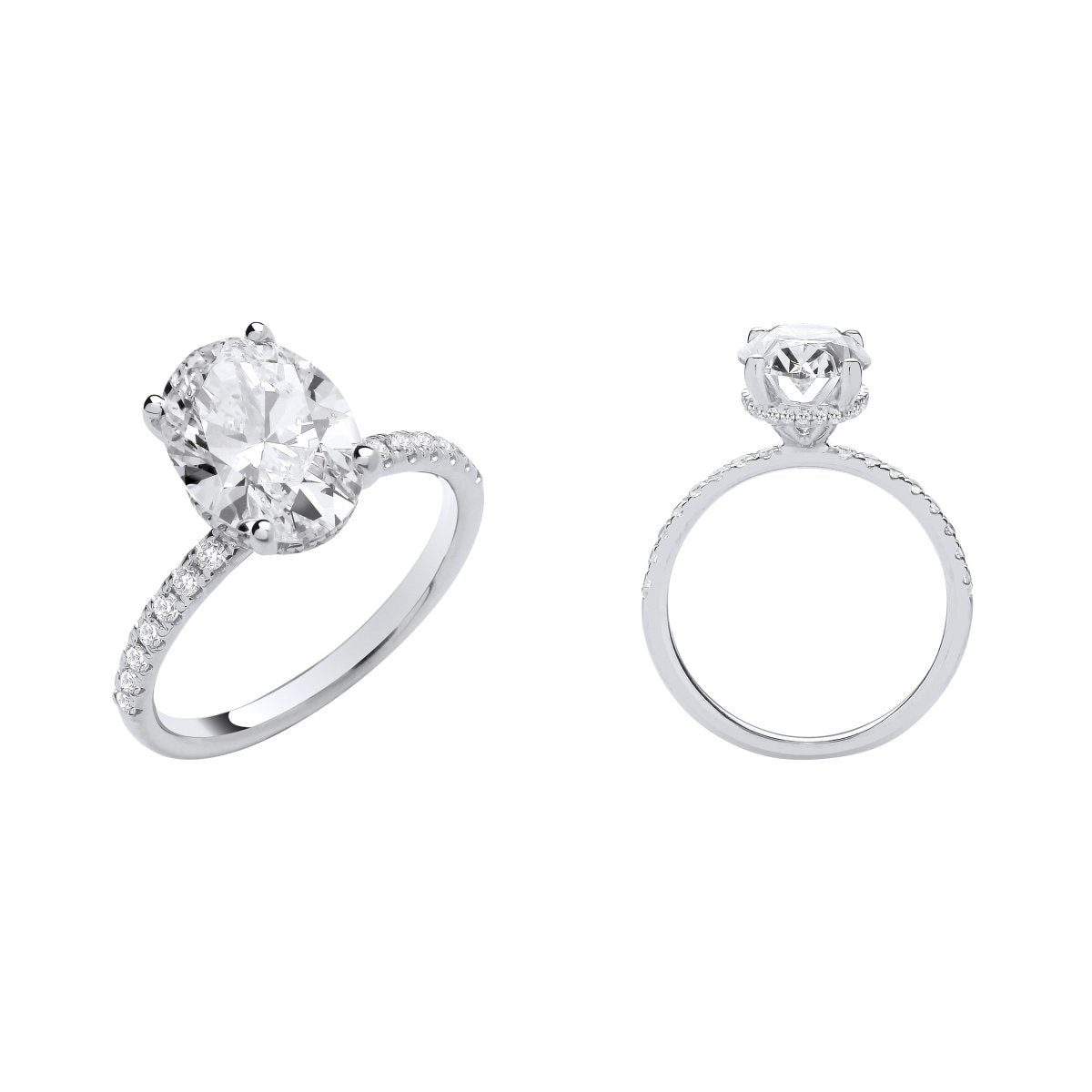 18ct White Gold 3.28ct Lab - Grown Diamond Oval Hidden Halo Ring - Samuel Perry