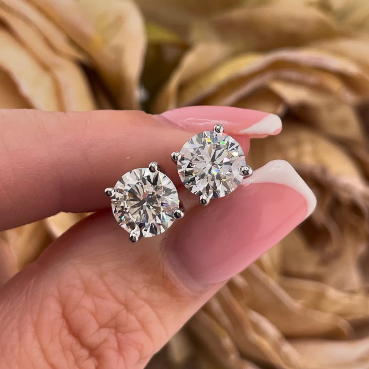 18ct White Gold 4.00ct Lab Grown Diamond Solitaire Earrings - Samuel Perry