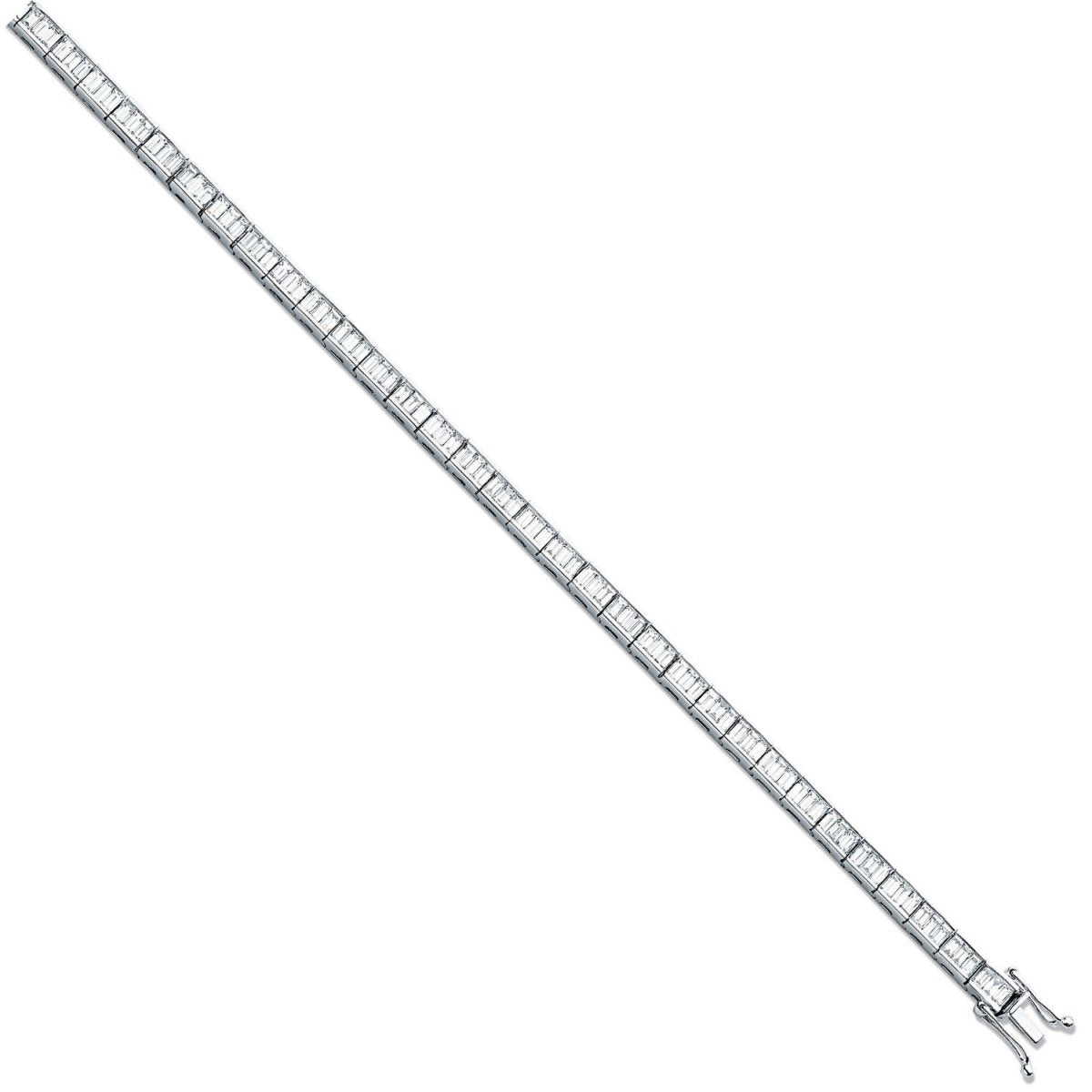 18ct White Gold 5.00ct Diamond Baguette Cut Tennis Bracelet - Samuel Perry