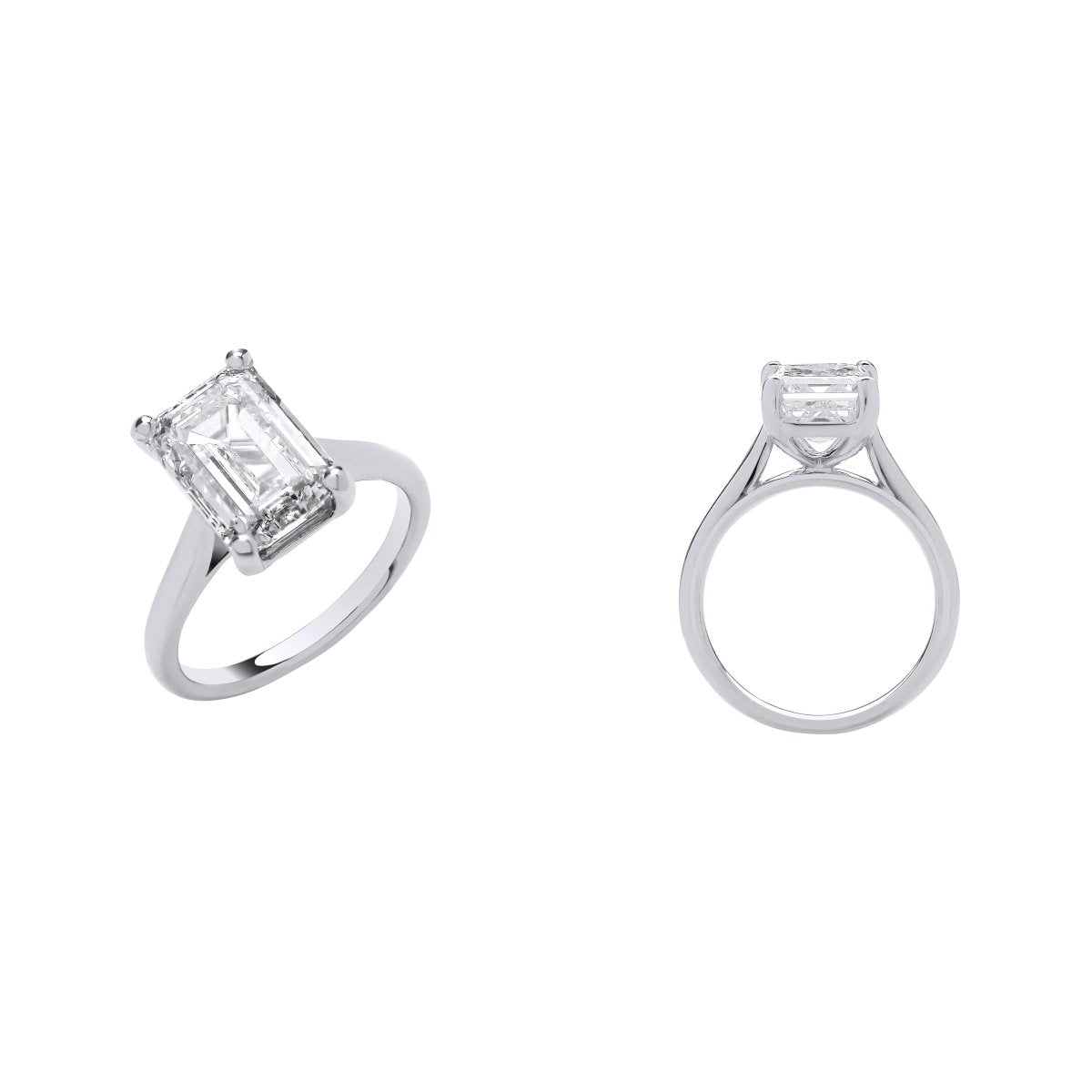 18ct White Gold 5.00ct Emerald Cut Lab - Grown Diamond Ring - Samuel Perry