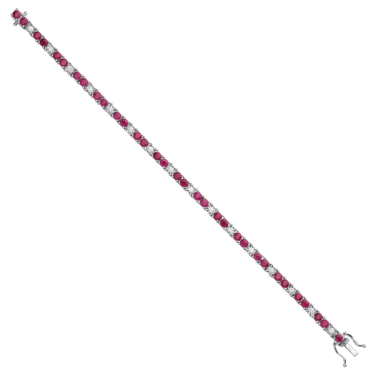 18ct White Gold 5.80ct Diamond and Ruby Bracelet - Samuel Perry