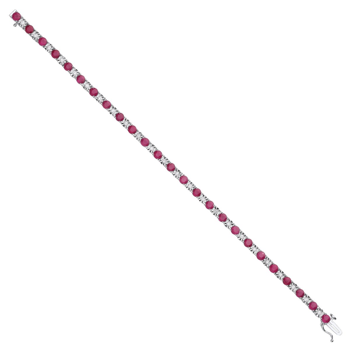 18ct White Gold 5.92ct Diamond and Ruby Bracelet - Samuel Perry
