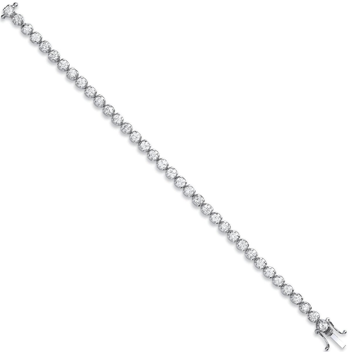 18ct White Gold 7.00ct Diamond Tennis Bracelet - Samuel Perry