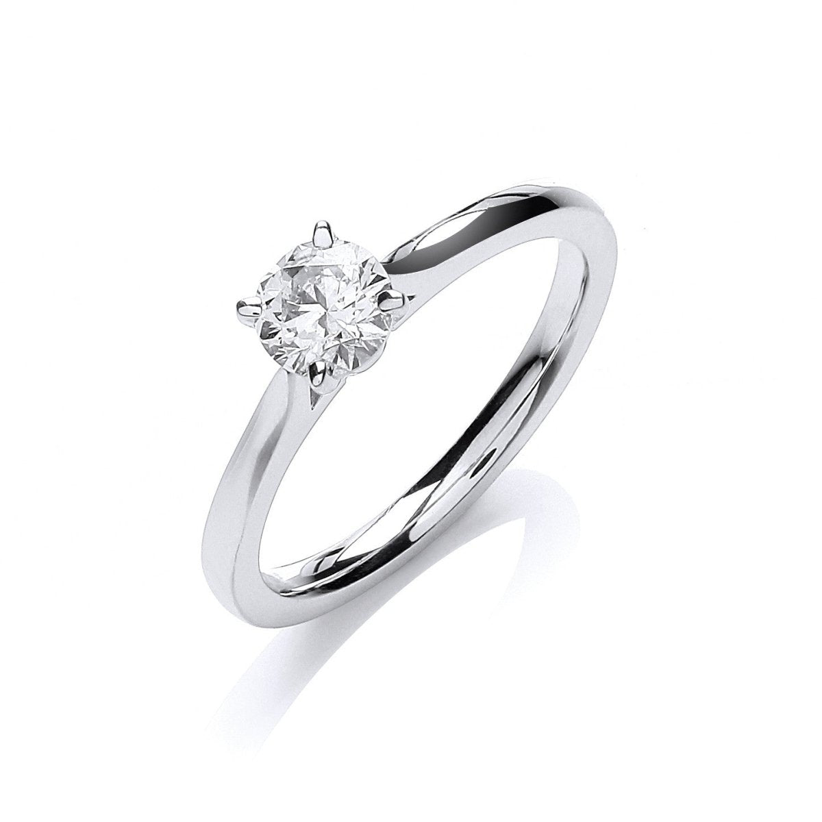 18ct White Gold Classic Diamond Certificated Engagement Ring - Samuel Perry