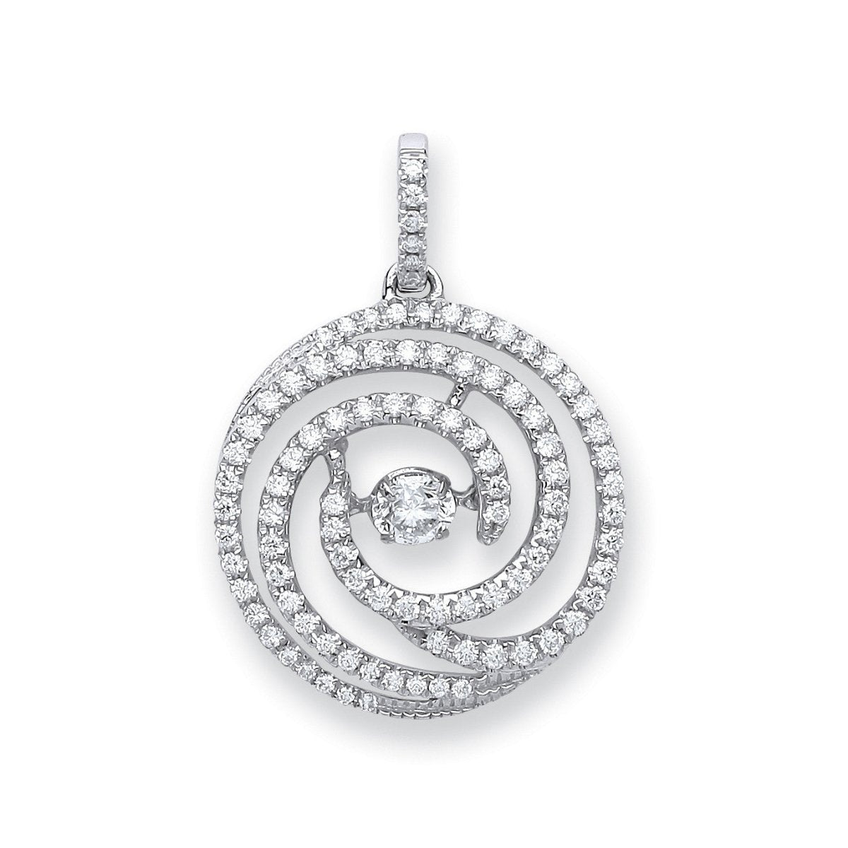 18ct White Gold Dancing Diamond Pendant - Samuel Perry