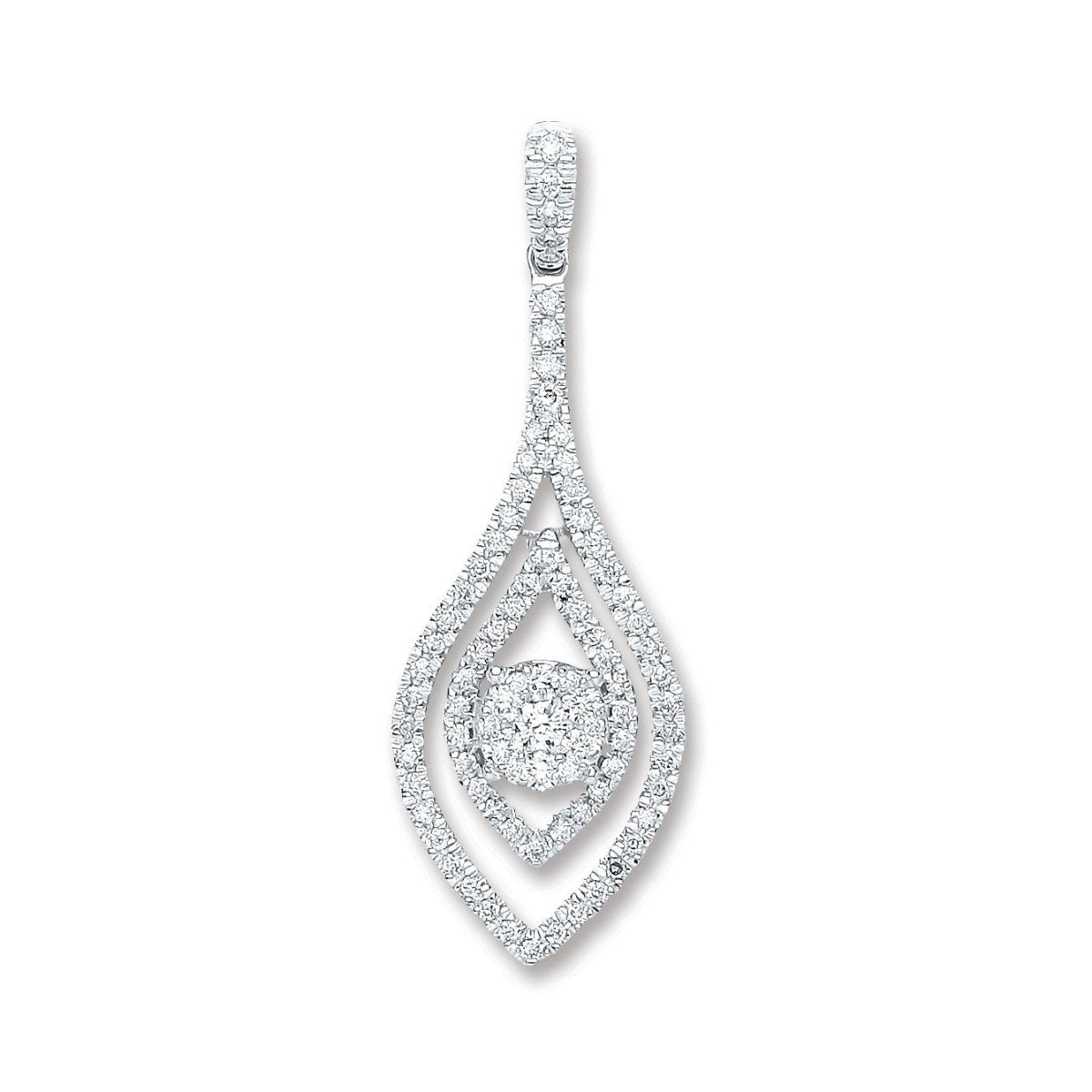18ct White Gold Diamond Drop Pendant - Samuel Perry
