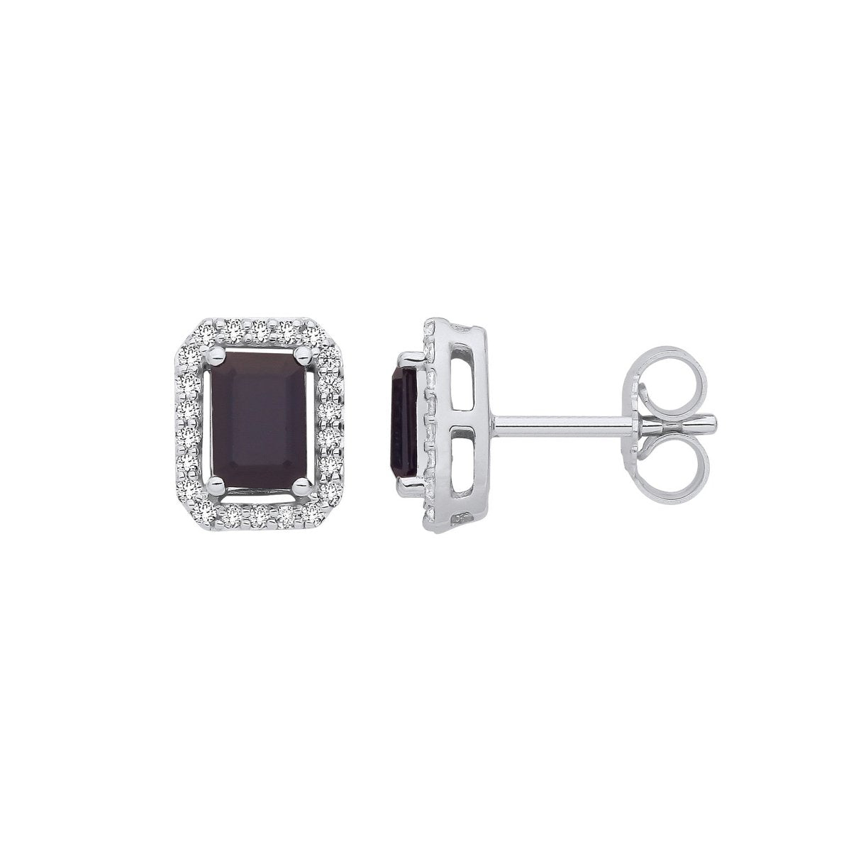 18ct White Gold Diamond & Sapphire Earrings - Samuel Perry