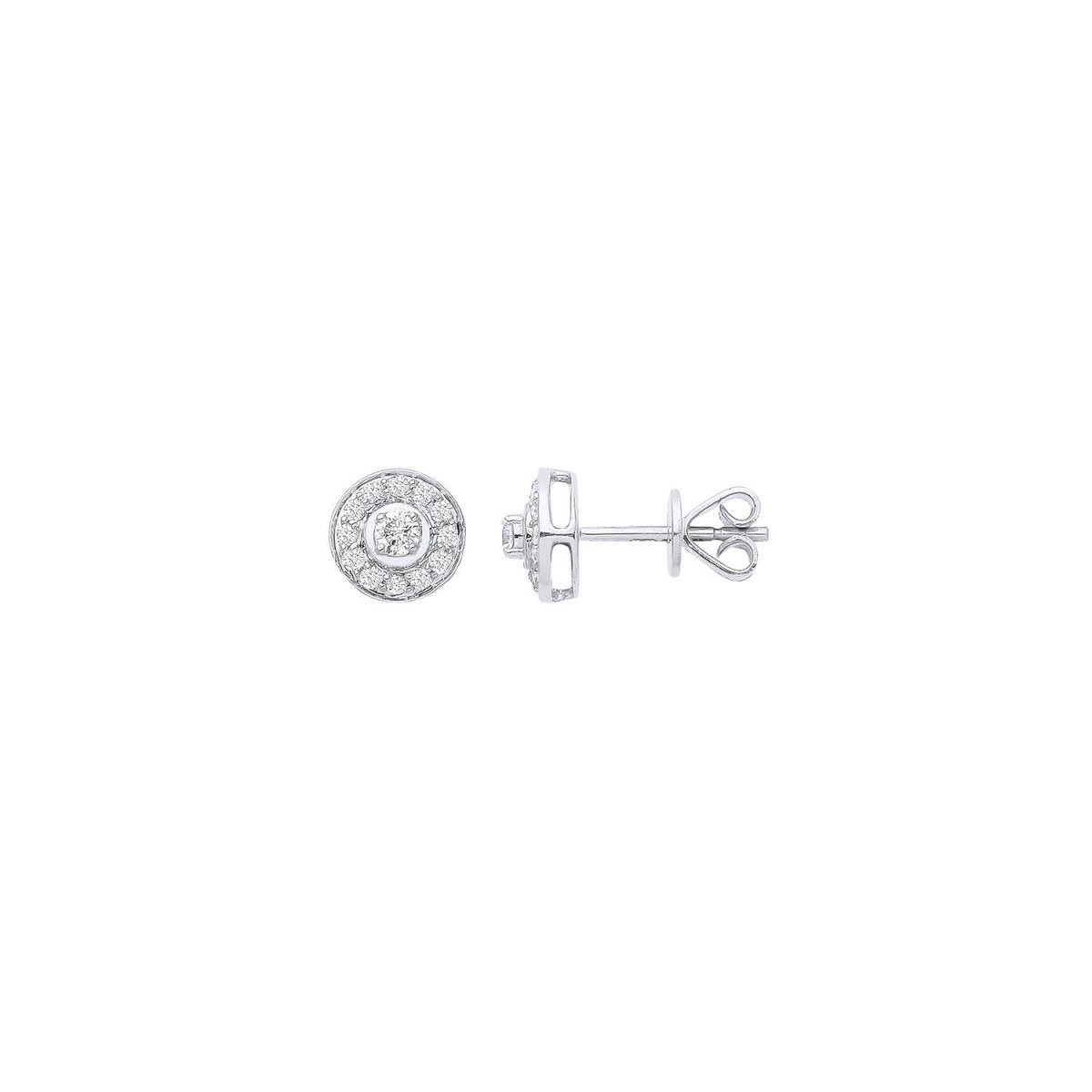 18ct White Gold Halo 0.24ctw Diamond Studs - Samuel Perry