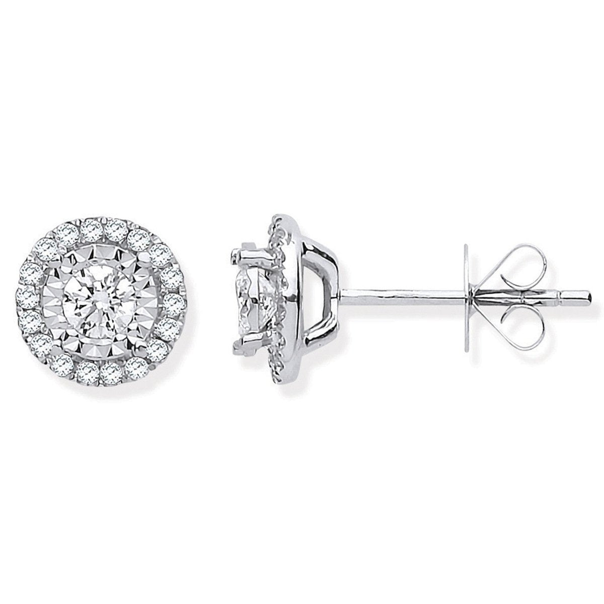 18ct White Gold Halo 0.50ctw Diamond Studs - Samuel Perry