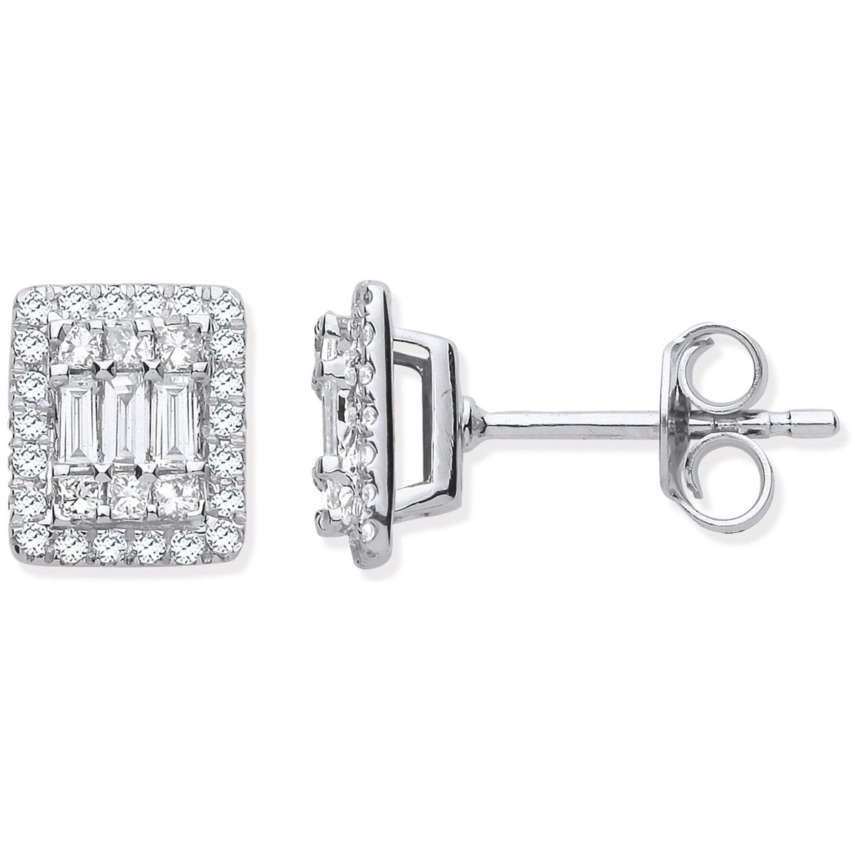 18ct White Gold Rectangular Studs Set with 0.50ctw Diamonds - Samuel Perry