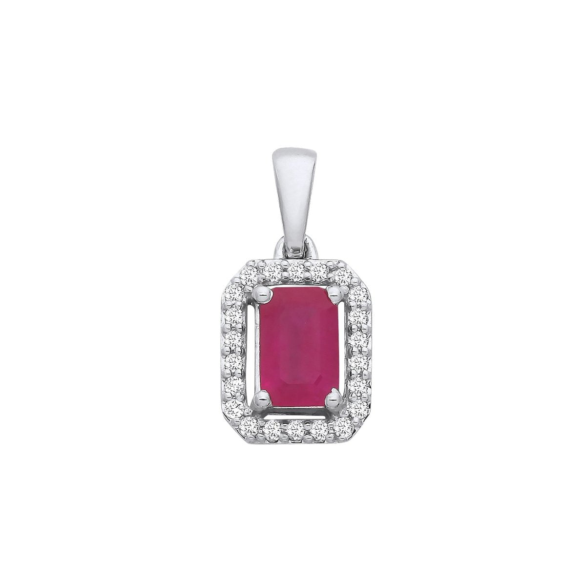 18ct White Gold Ruby & Diamond Pendant - Samuel Perry