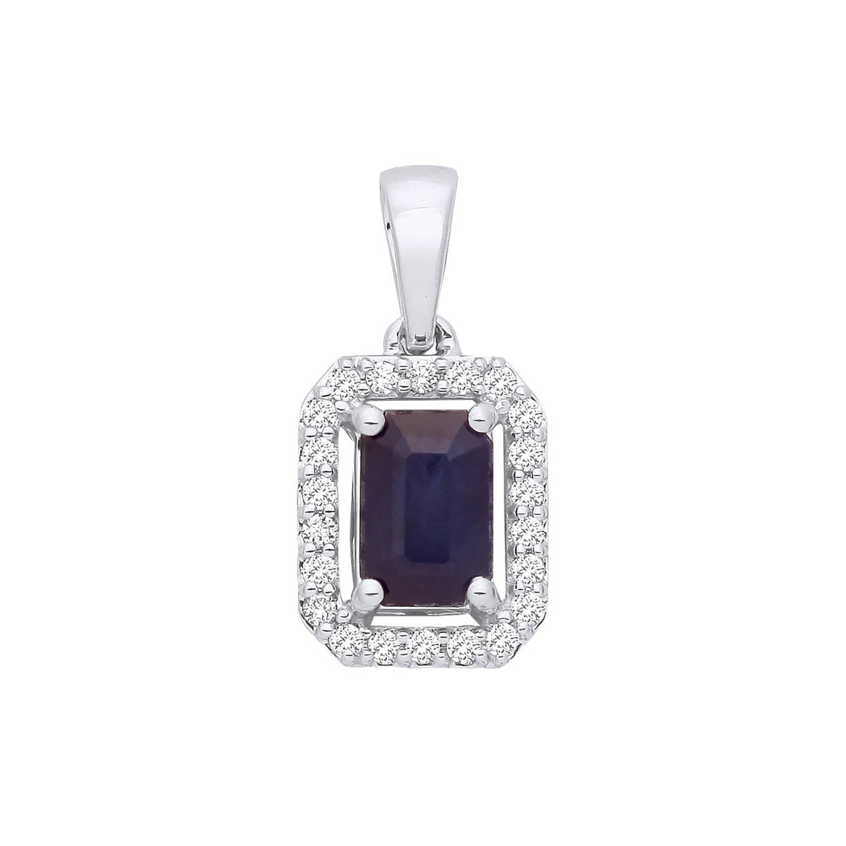 18ct White Gold Sapphire & Diamond Pendant - Samuel Perry